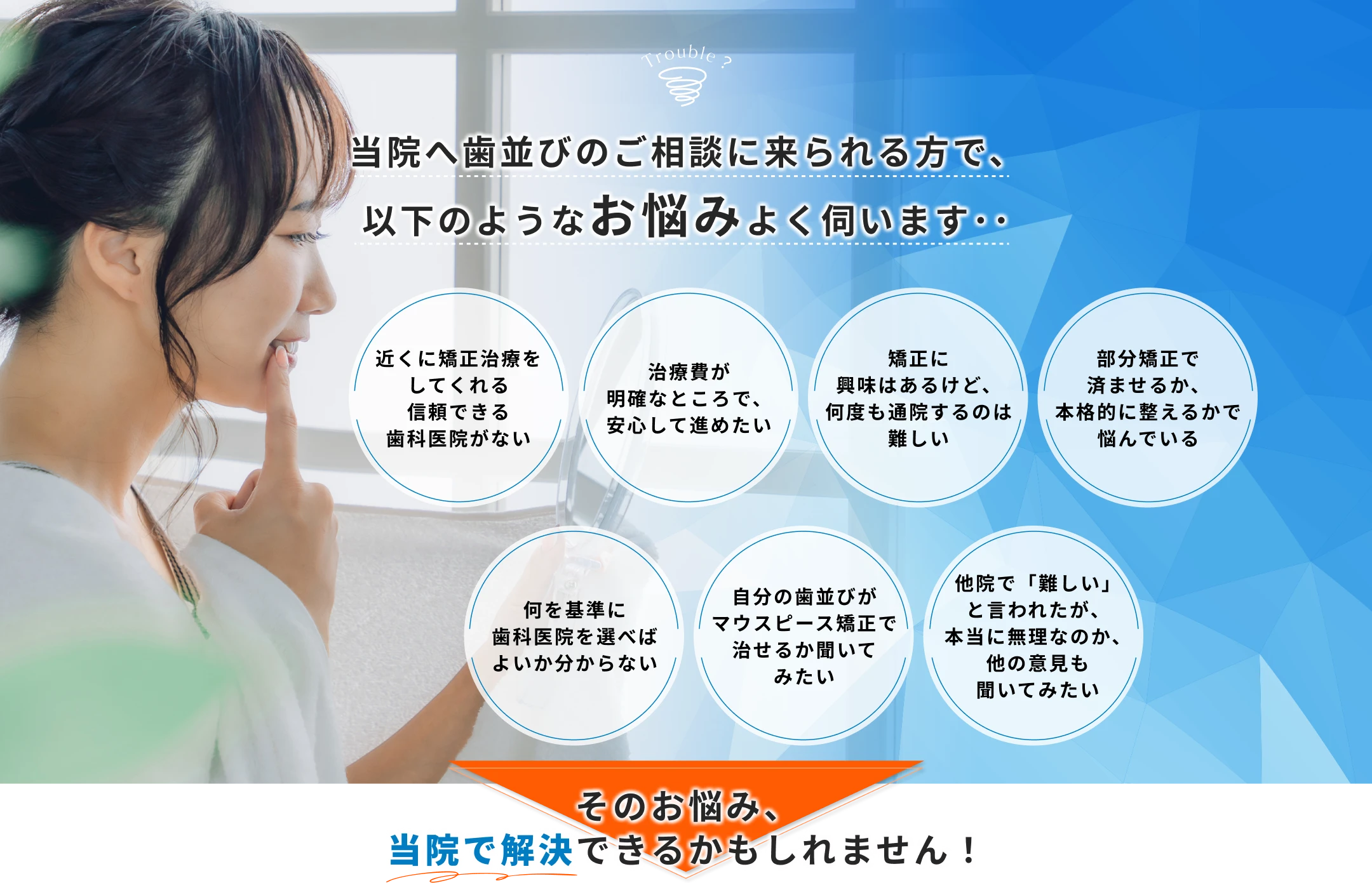当院へ歯並びのご相談に来られる方で、以下のようなお悩みよく伺います･･